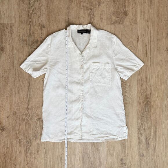 Classiques Entier Linen Short Sleeve Shirt White Medium Lightweight Summer - Picture 5 of 5